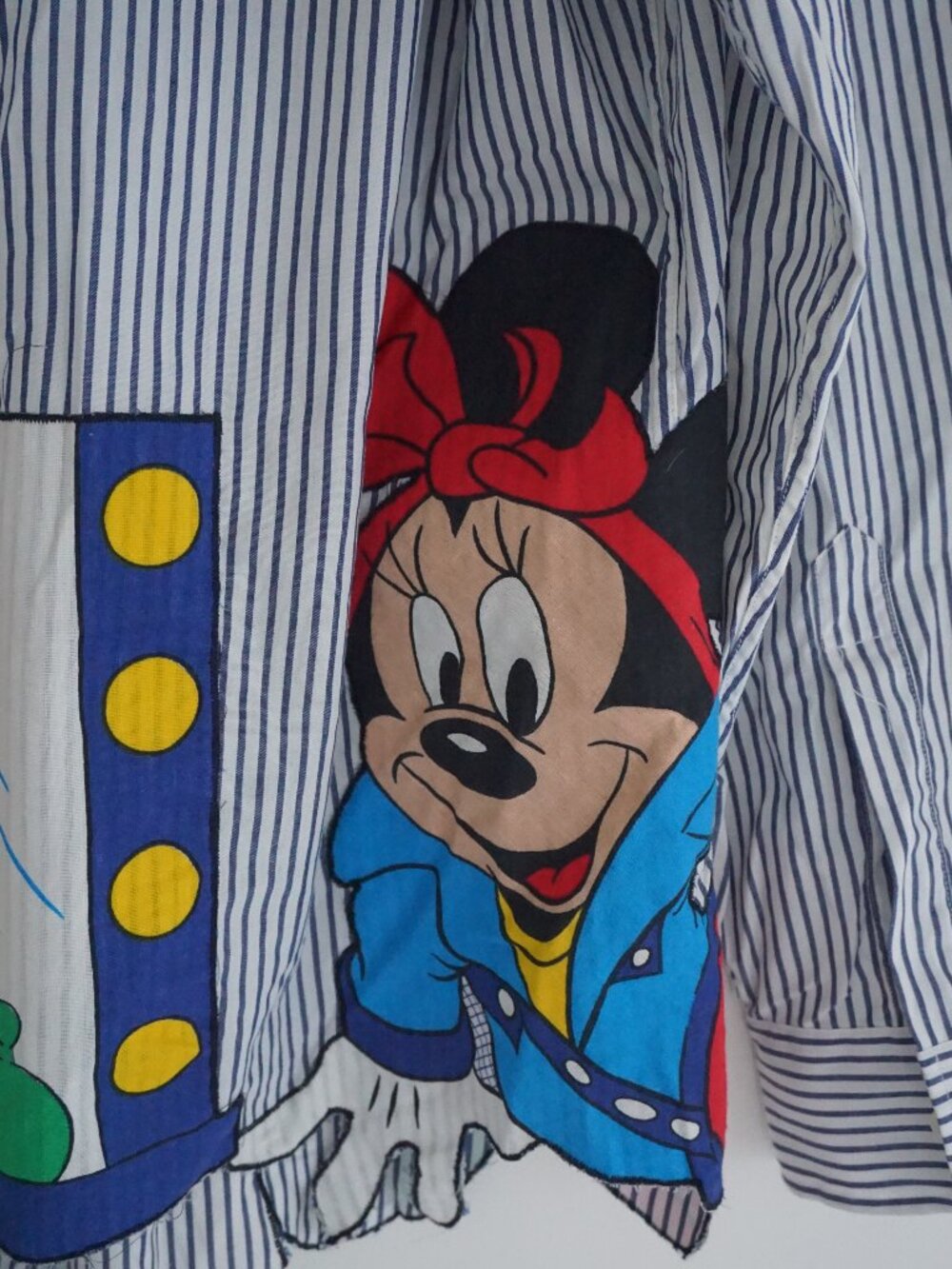 Vintage Minnie Mouse Blue White Stripe Disney Button Front Tunic Shirt XL - Picture 14 of 16